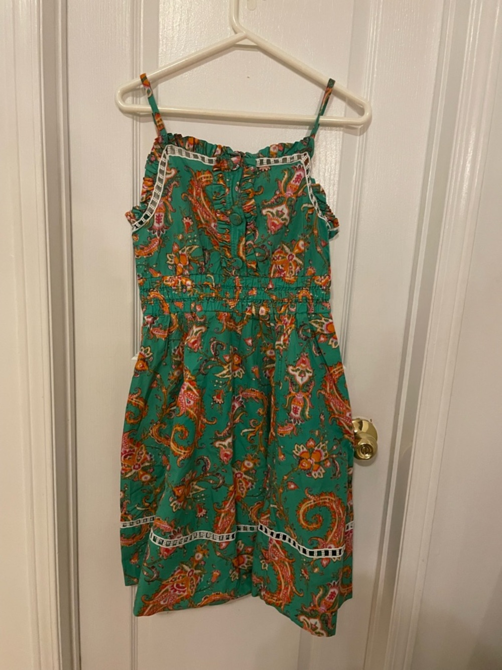 Philosophy Teal Paisley Ruffle Summer Top